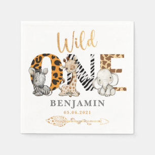 Cute Safari Wild One Birthday Napkins