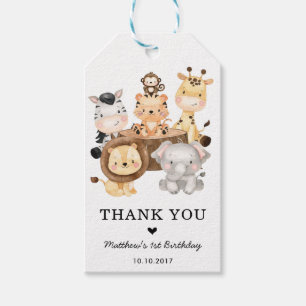 Cute Safari Wild One Boy 1st Birthday Party Favor Gift Tags