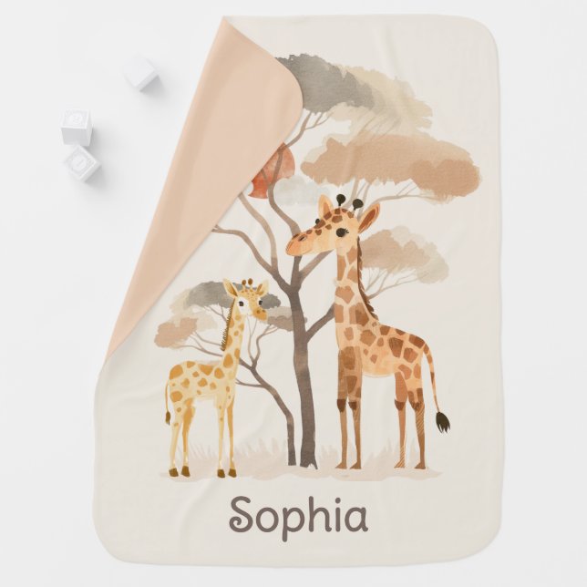 Cute Safari with Giraffes Boho Baby Blanket (In Situ)
