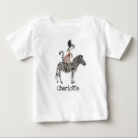 Cute Safari Zebra Lemur Puffin Animals With Name Baby T-Shirt<br><div class="desc">Are you looking for a cute personalized baby gift? This cute safari zebra lemur puffin animals with name baby t-shirt can be customized with baby's name and has a beautiful illustration of an animal pile by Happy People Prints on it.</div>