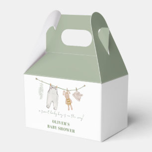 Cute Sage Green Boho Boy Clothes Baby Shower Favor Boxes