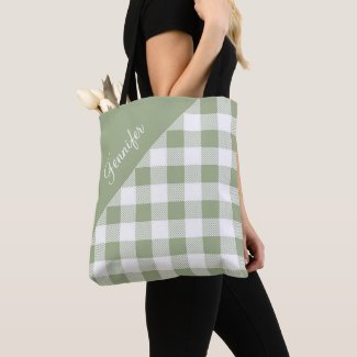 Cute Sage Green Buffalo Plaid Check Pattern Name T