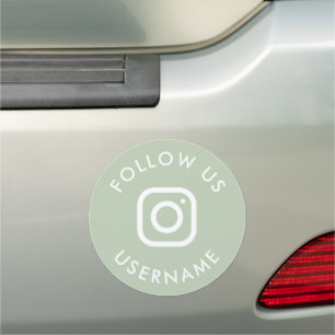 cute sage green custom instagram social media car magnet