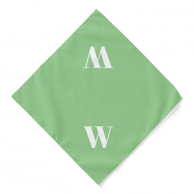 Cute sage green custom monogram initial modern dog bandana (Front)