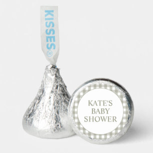 Cute Sage Green Gingham Baby Shower Thank You Hershey®'s Kisses®