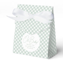 Cute sage green gingham neutral baby shower favor boxes