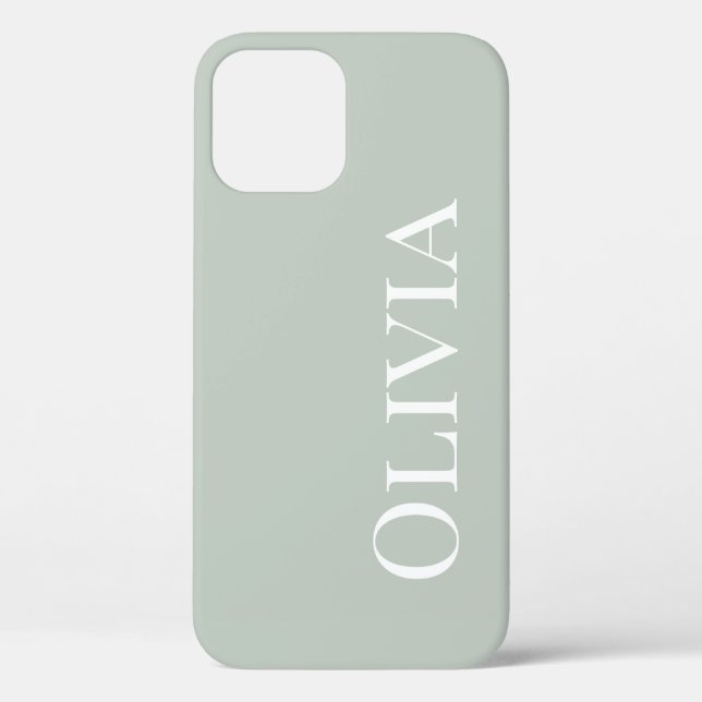 Cute Sage Green Modern Personalized Case-Mate iPhone Case (Back)