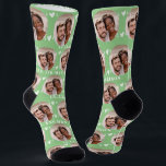 Cute Sage Green Newlyweds Photo Wedding Socks<br><div class="desc">These cute sage green wedding socks feature the newlywed couple's photo and white hearts in an offset pattern and your names and wedding date! These are perfect as a bridal party favor, or as a gift for the happy couple! Background color is also customizable to match your wedding colors, if...</div>