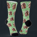 Cute Sage Green Newlyweds Photo Wedding Socks<br><div class="desc">These cute sage green wedding socks feature the newlywed couple's photo and white hearts in an offset pattern and your names and wedding date! These are perfect as a bridal party favor, or as a gift for the happy couple! Background color is also customizable to match your wedding colors, if...</div>