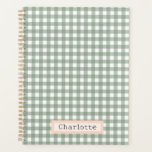 Cute Sage Green Plaid Personalized  Planner<br><div class="desc">Sage Green Plaid Personalized</div>