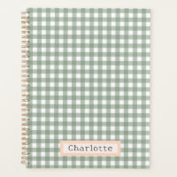 Cute Sage Green Plaid Personalized