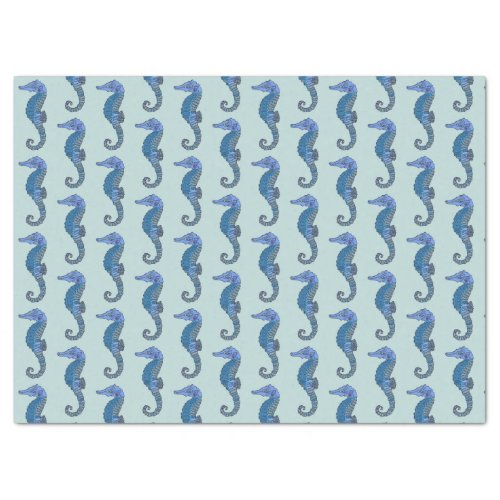 Cute Sage Green Seahorse Nautical Nursery Vintage Tissue Paper