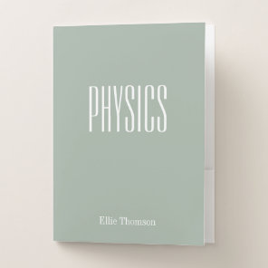 Cute Sage Personalized School Subject Physics Pocket Folder