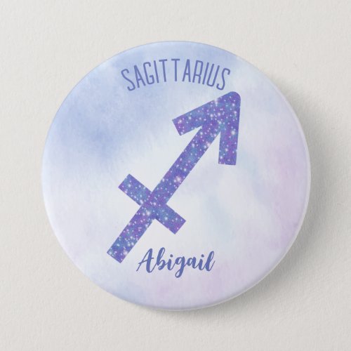 Cute Sagittarius Astrology Sign Custom Purple Button