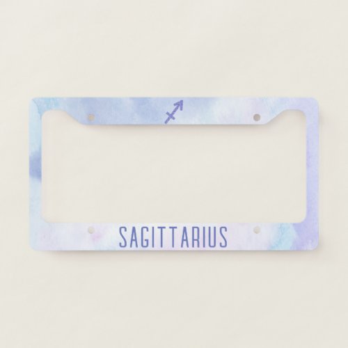 Cute Sagittarius Astrology Sign Purple License Plate Frame