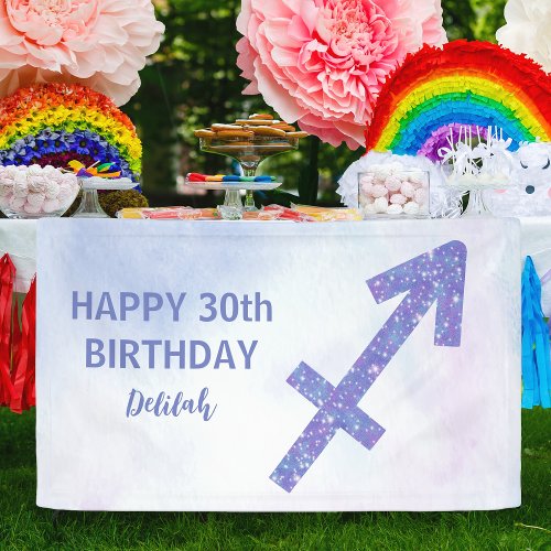 Cute Sagittarius Custom Purple Birthday Party Banner