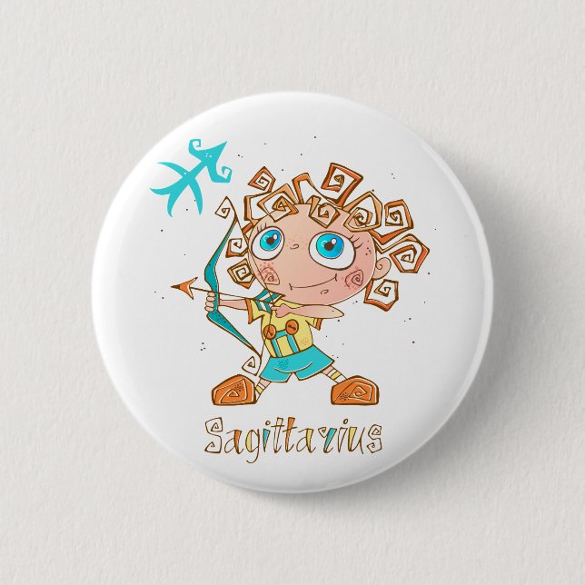 Cute Sagittarius Kid Button (Front)