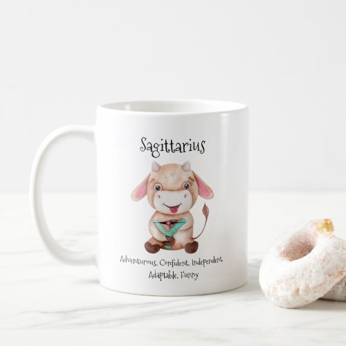 Cute Sagittarius Watercolor Bull Zodiac Traits Coffee Mug