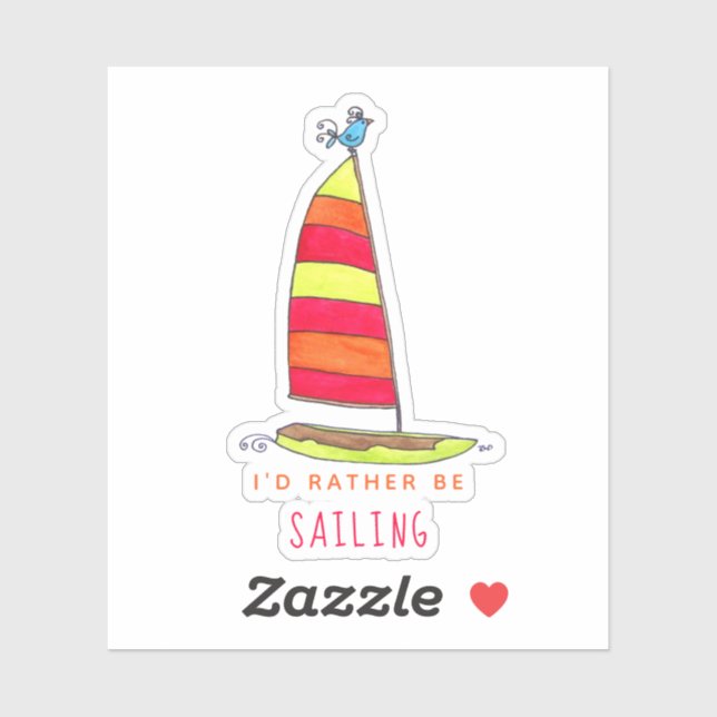 Cute Sail Boat Summer Bird Sticker (Sheet)
