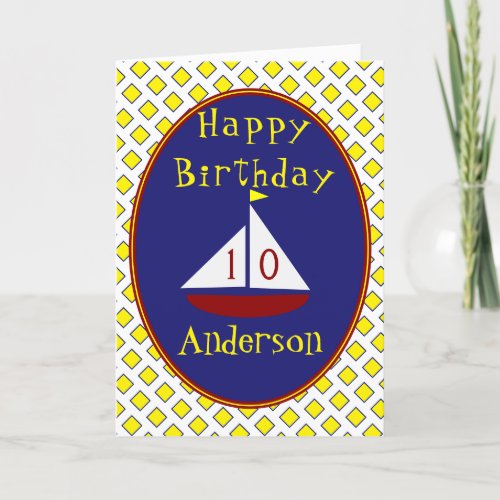 Cute Sailboat Age Specific Birthday Card