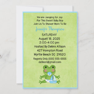 Cute Sailboat Frog Baby Boy Shower Invitation