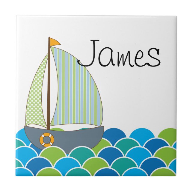 Cute Sailboat Name Tile (Front)
