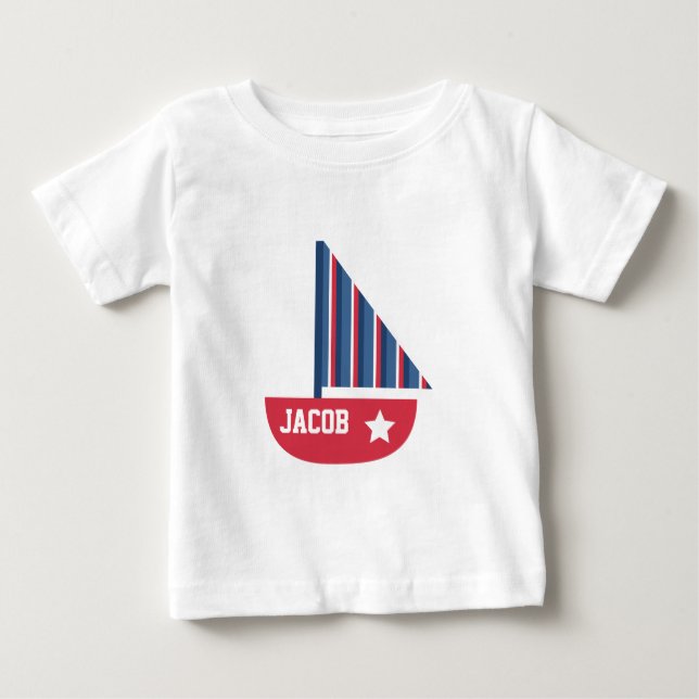 Cute Sailboat Nautical For Baby Boy Baby T-Shirt (Front)
