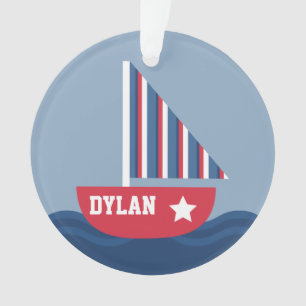 Cute Sailboat Nautical For Kids Ornament