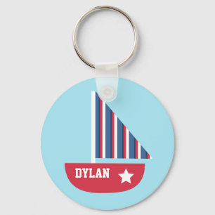 Cute Sailboat Nautical For Little Sailors Keychain