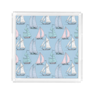 Cute Sailboat Pattern 1 Acrylic Tray