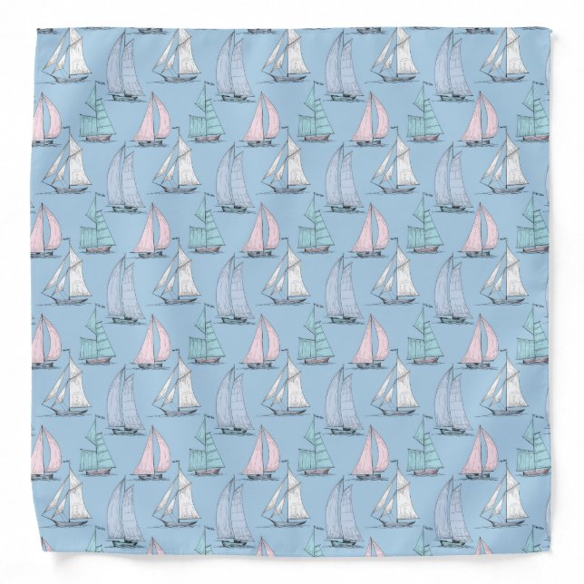 Cute Sailboat Pattern 1 Bandana (Front)