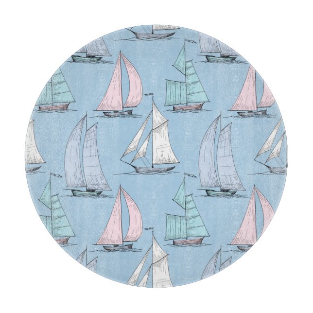 Cute Sailboat Pattern 1 Cutting Board (Front)