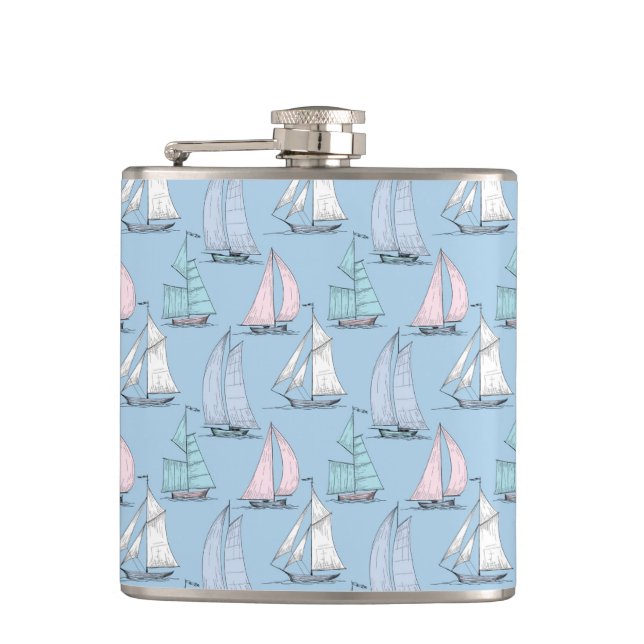Cute Sailboat Pattern 1 Flask (Front)