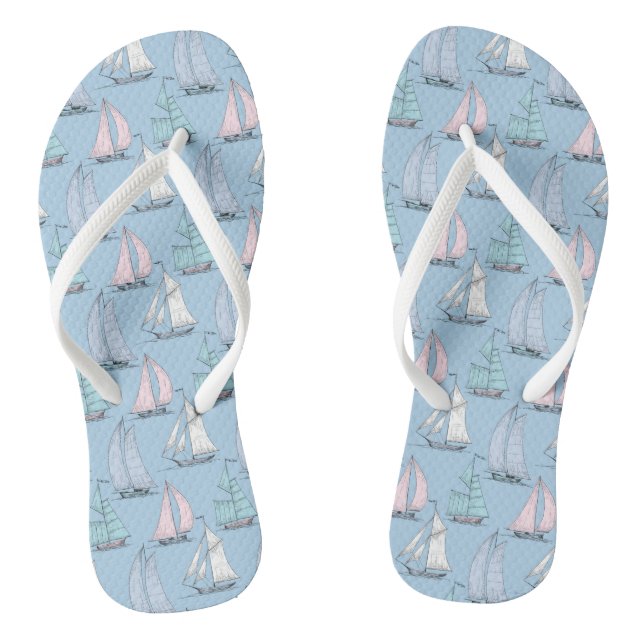 Cute Sailboat Pattern 1 Flip Flops (Footbed)
