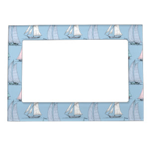 Cute Sailboat Pattern 1 Magnetic Picture Frame
