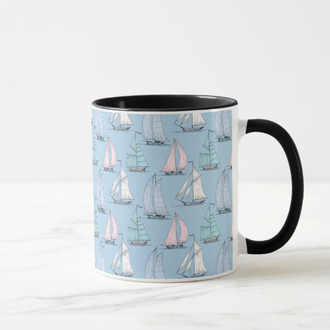 Cute Sailboat Pattern 1 Mug (Right)