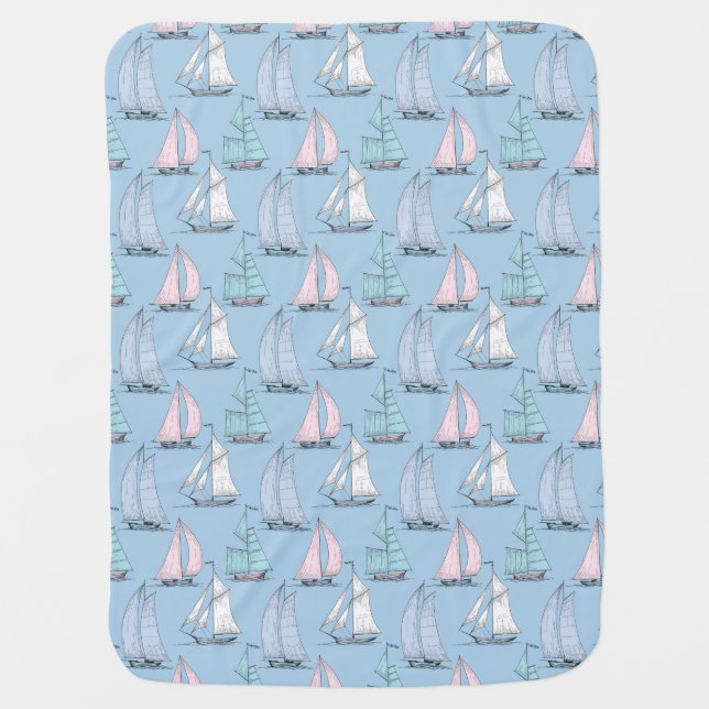 Cute Sailboat Pattern 1 Receiving Blanket (Front)