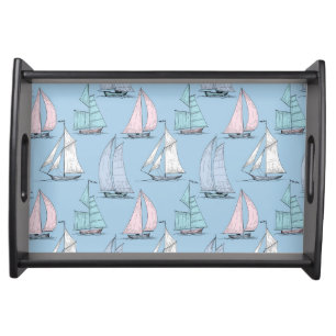 Cute Sailboat Pattern 1 Serving Tray