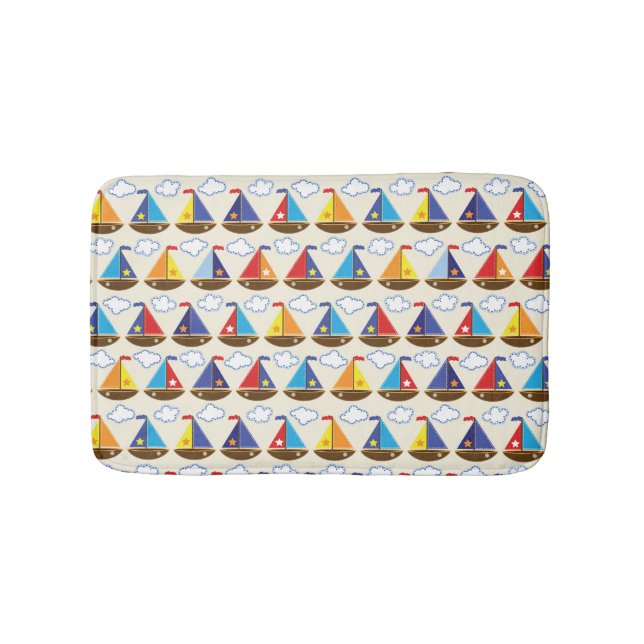 Cute Sailboat Pattern 2 Bathroom Mat (Front)