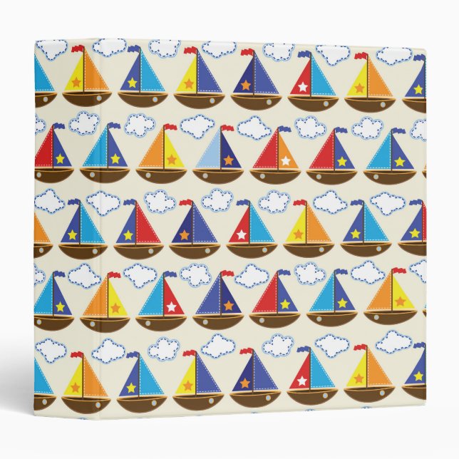 Cute Sailboat Pattern 2 Binder (Front/Spine)