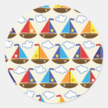 Cute Sailboat Pattern 2 Classic Round Sticker