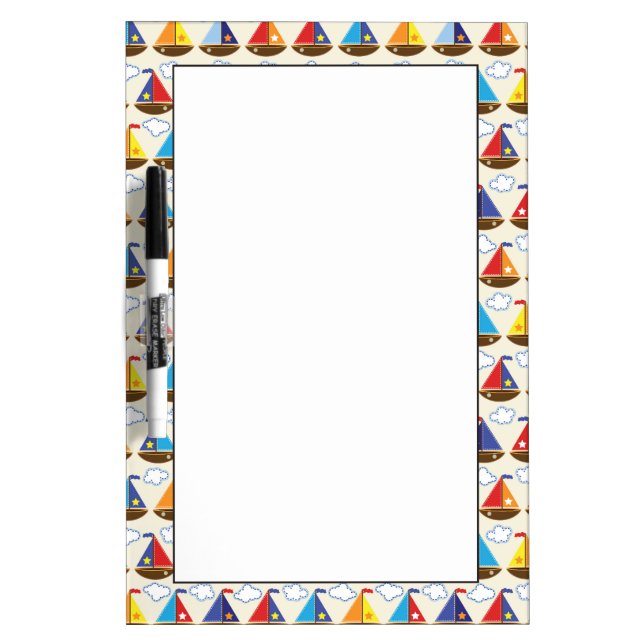 Cute Sailboat Pattern 2 Dry Erase Board (Front)