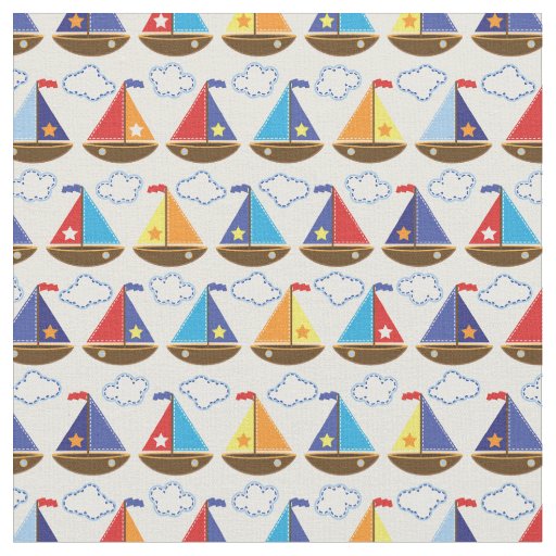 Cute Sailboat Pattern 2 Fabric