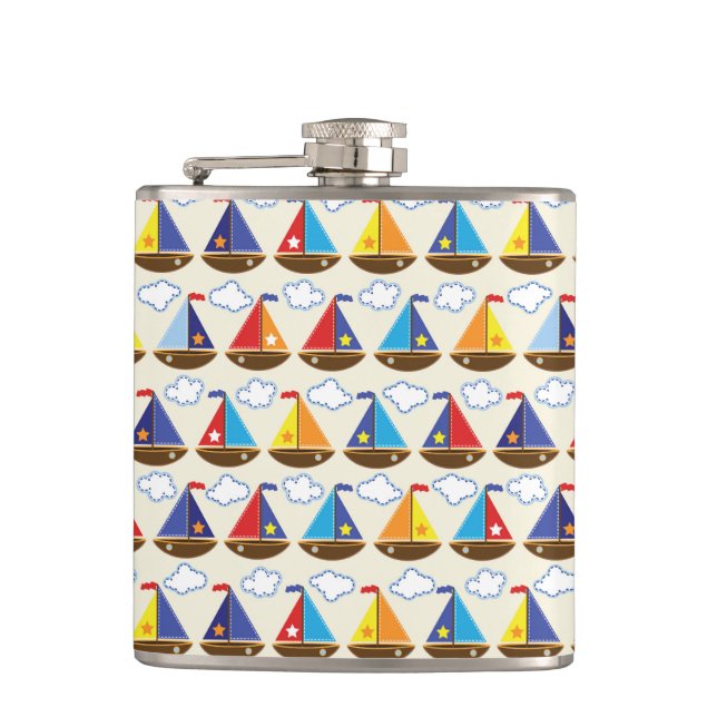 Cute Sailboat Pattern 2 Flask (Front)
