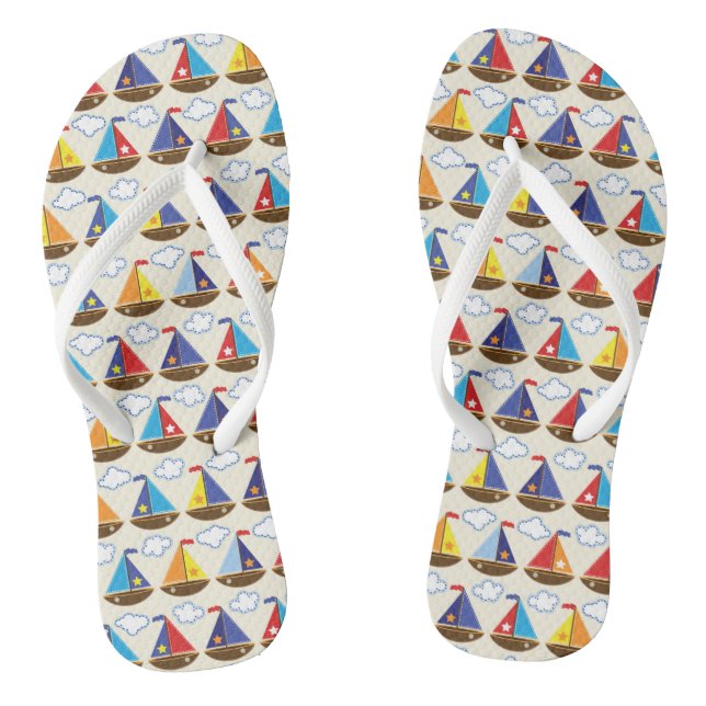 Cute Sailboat Pattern 2 Flip Flops (Footbed)
