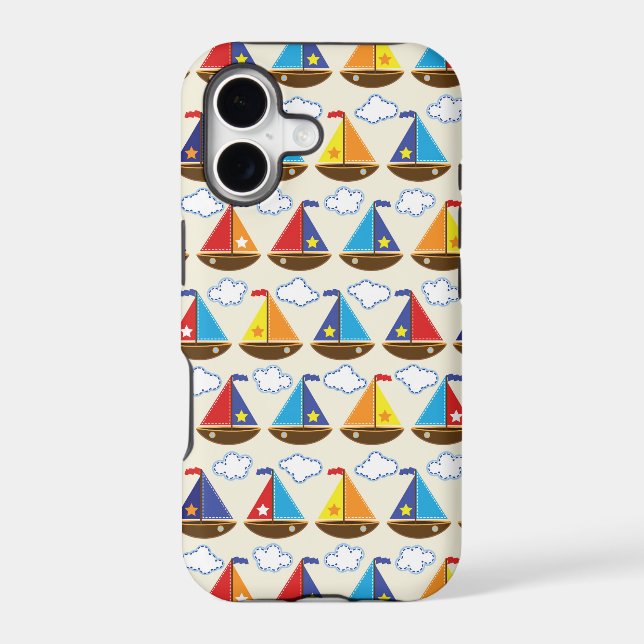 Cute Sailboat Pattern 2 Iphone Case (Back)