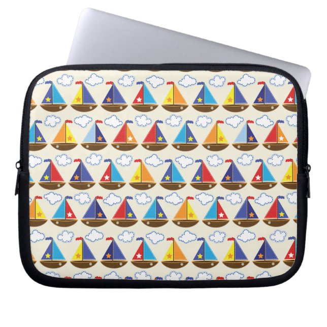 Cute Sailboat Pattern 2 Laptop Sleeve (Front)