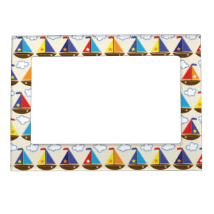 Cute Sailboat Pattern 2 Magnetic Photo Frame