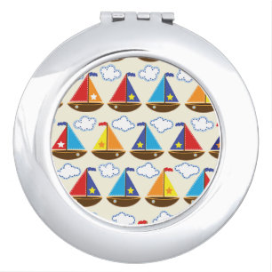 Cute Sailboat Pattern 2 Makeup Mirror
