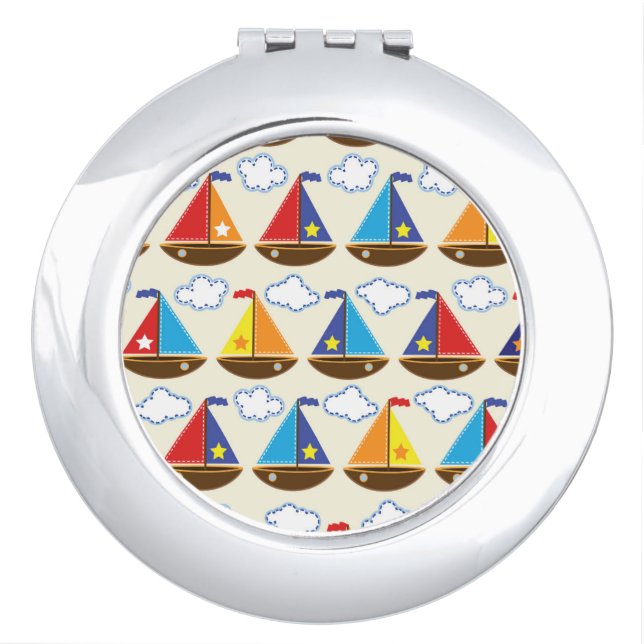 Cute Sailboat Pattern 2 Makeup Mirror (Front)
